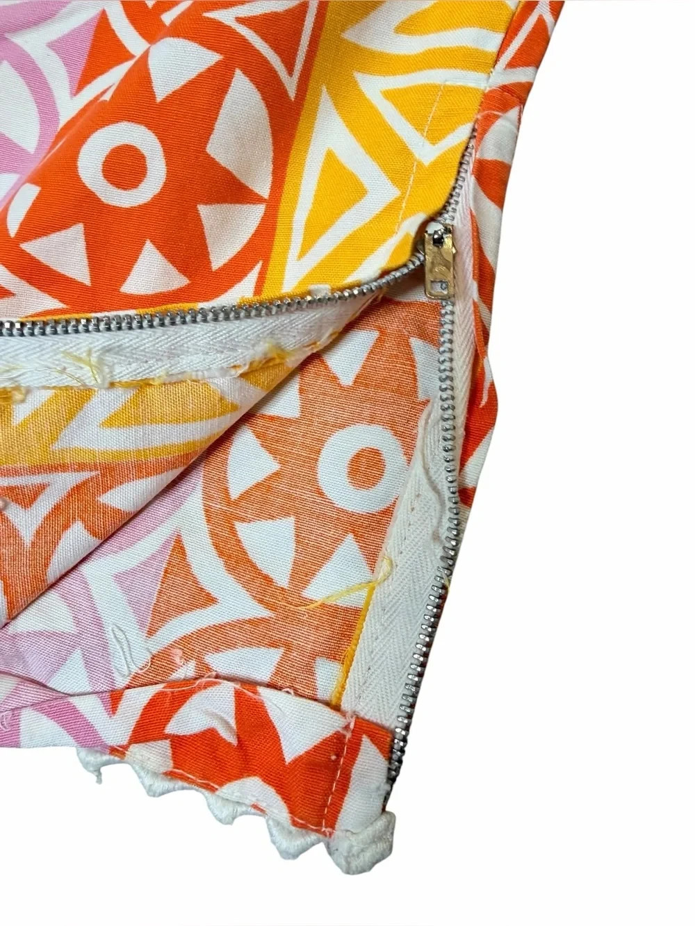 VTG 60s Mod Psychedelic Capri Pants XS Pink Orange Yellow Zip Ankle