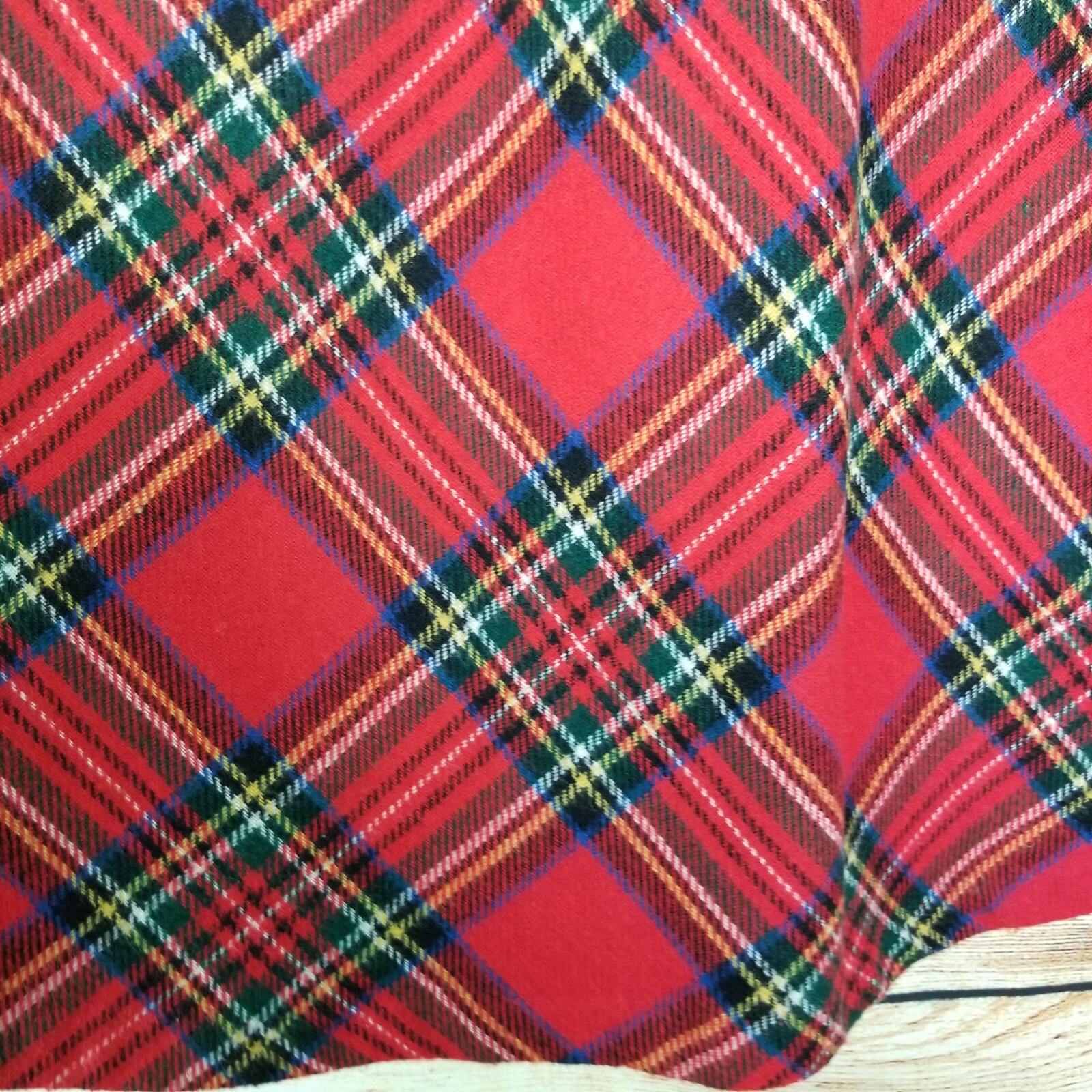 Vtg Eccobay Pleated Red Wool Blend Pull On Skirt S M Plaid Modest School Girl