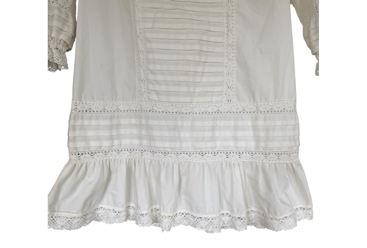 Vintage Cottagecore Windward Shop Montauk Ivory Prairie Dress M Lace Pintuck