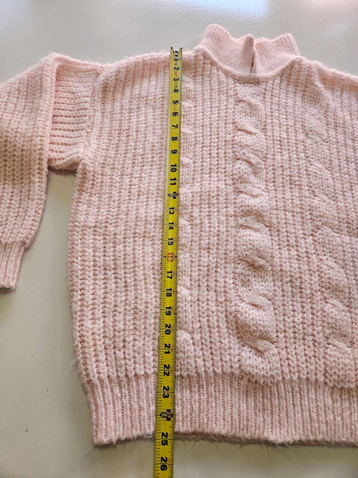 Vintage 80s Tarazzia Pink Cable Knit Sweater Acrylic Fuzzy Look Chunky Knit Med.