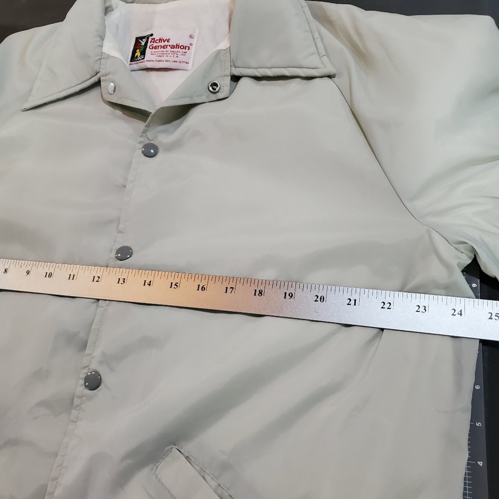 Vintage 80s Light Gray Snap Button Collar Lined Coaches Jacket Size XL
