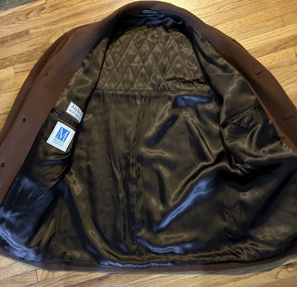 Vintage Millennium Collection Alpaca Wool Coat Jacket Brown Taupe Made In Italy