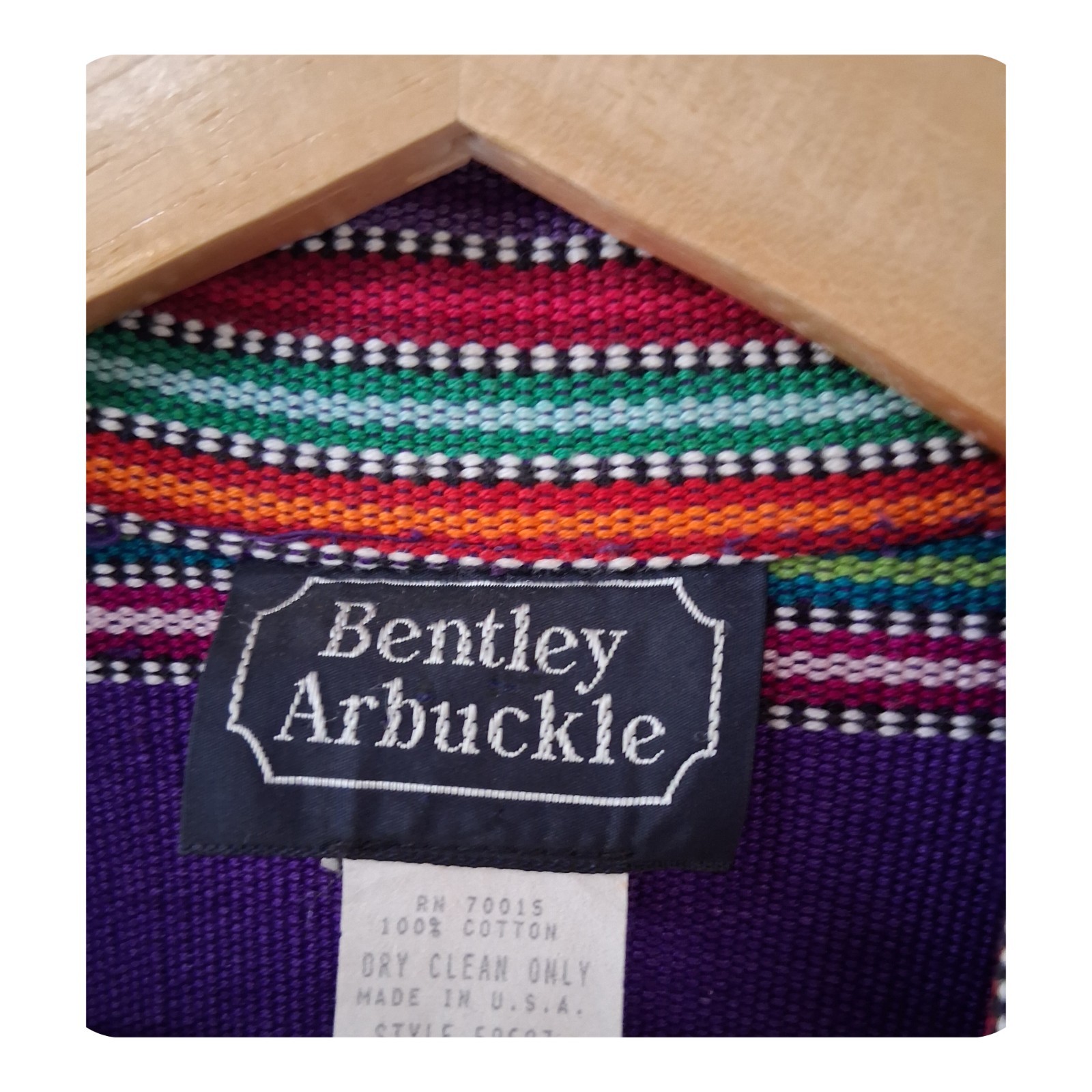 Vintage Bentley Arbuckle Southwest Aztec Stripe Woven Cotton Purple Blazer…