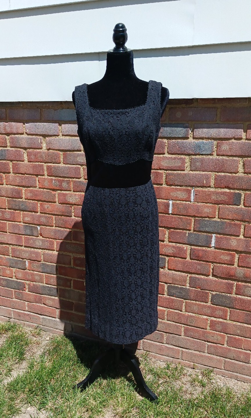 1960s Joan Leslie Lace Dress Little Black Dress UNION MADE Metal Zipper Vintage