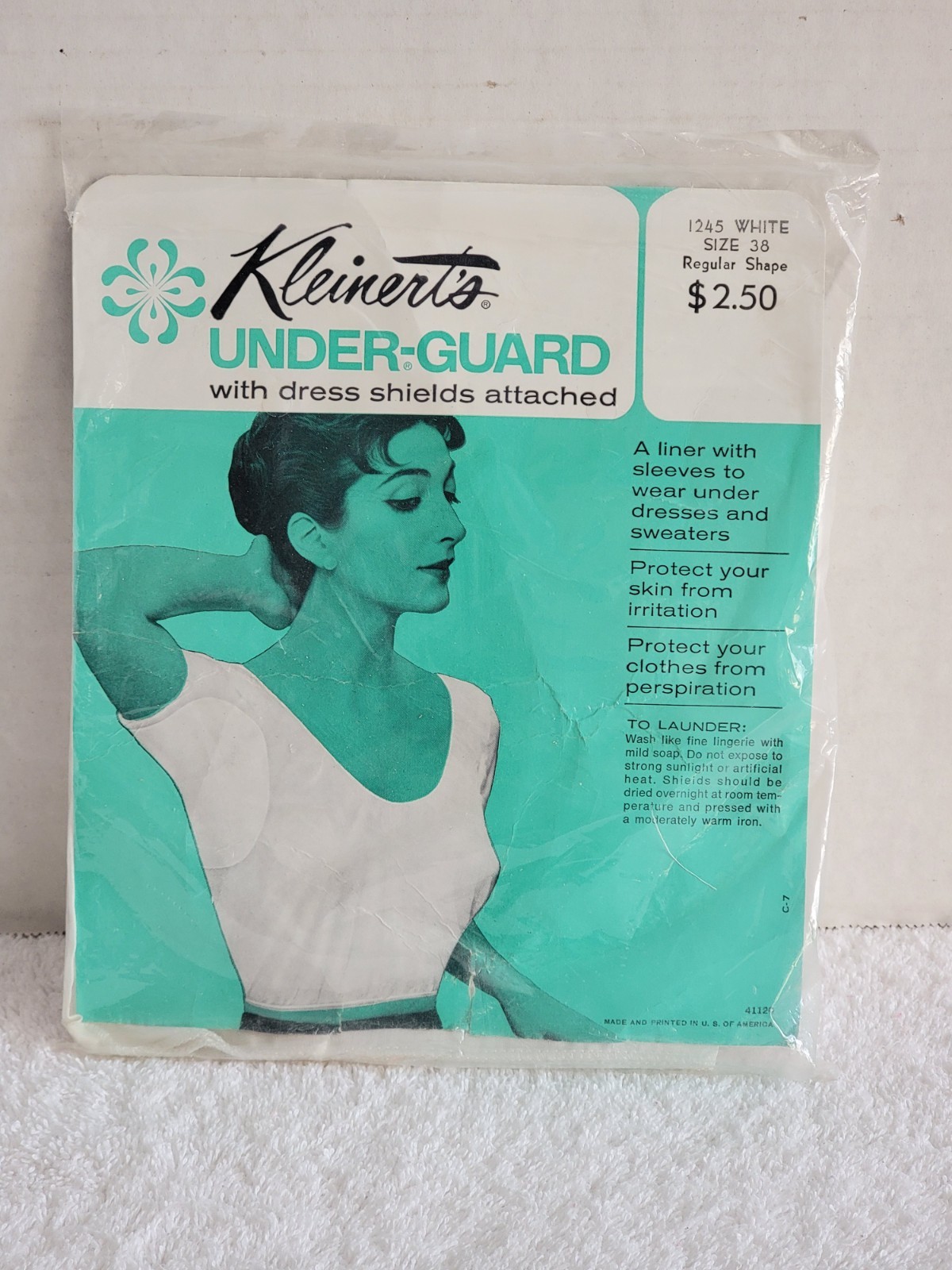 VINTAGE KLEINERT’S UNDER-GUARD SHORT SLEEVE W/DRESS SHIELDS CROP TOP SIZE 38