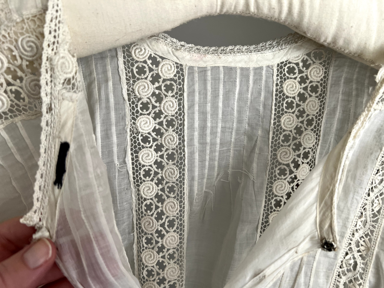 Antique Edwardian Irish Lace Pintucking Cotton Lawn Lingerie Tea Summer Dress