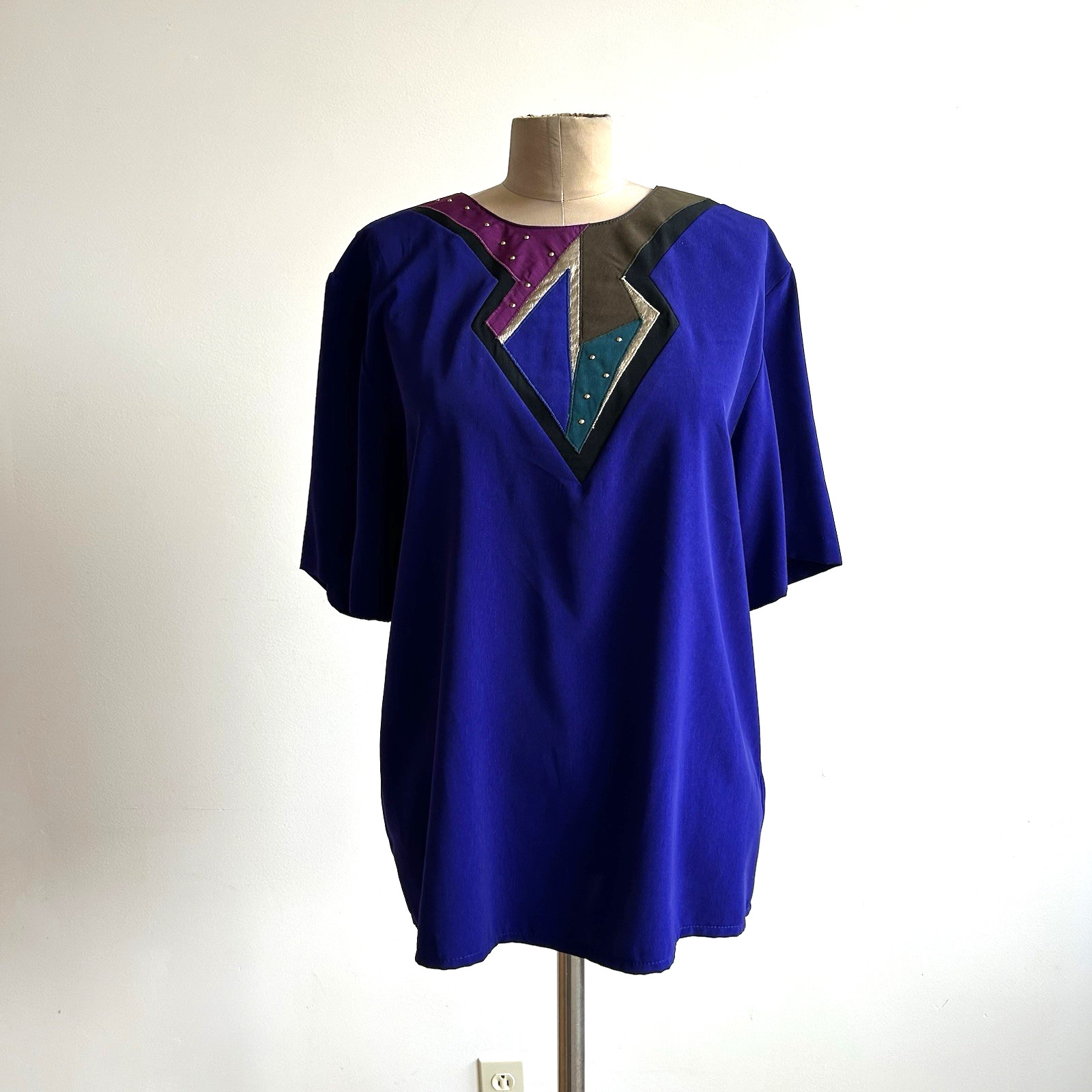 Vintage 80s City Girl 3 Piece Suit Embroidered Patchwork Jacket Blouse Pants M