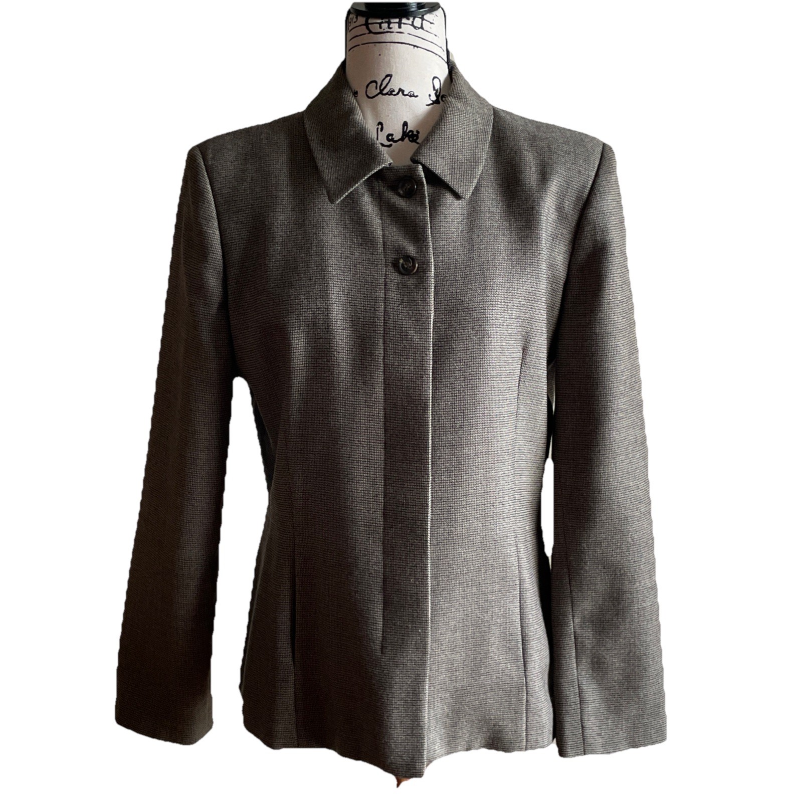 Harve Bernard Women’s Wool Hidden Button Blazer Vintage Jacket Sz 10 Gorgeous