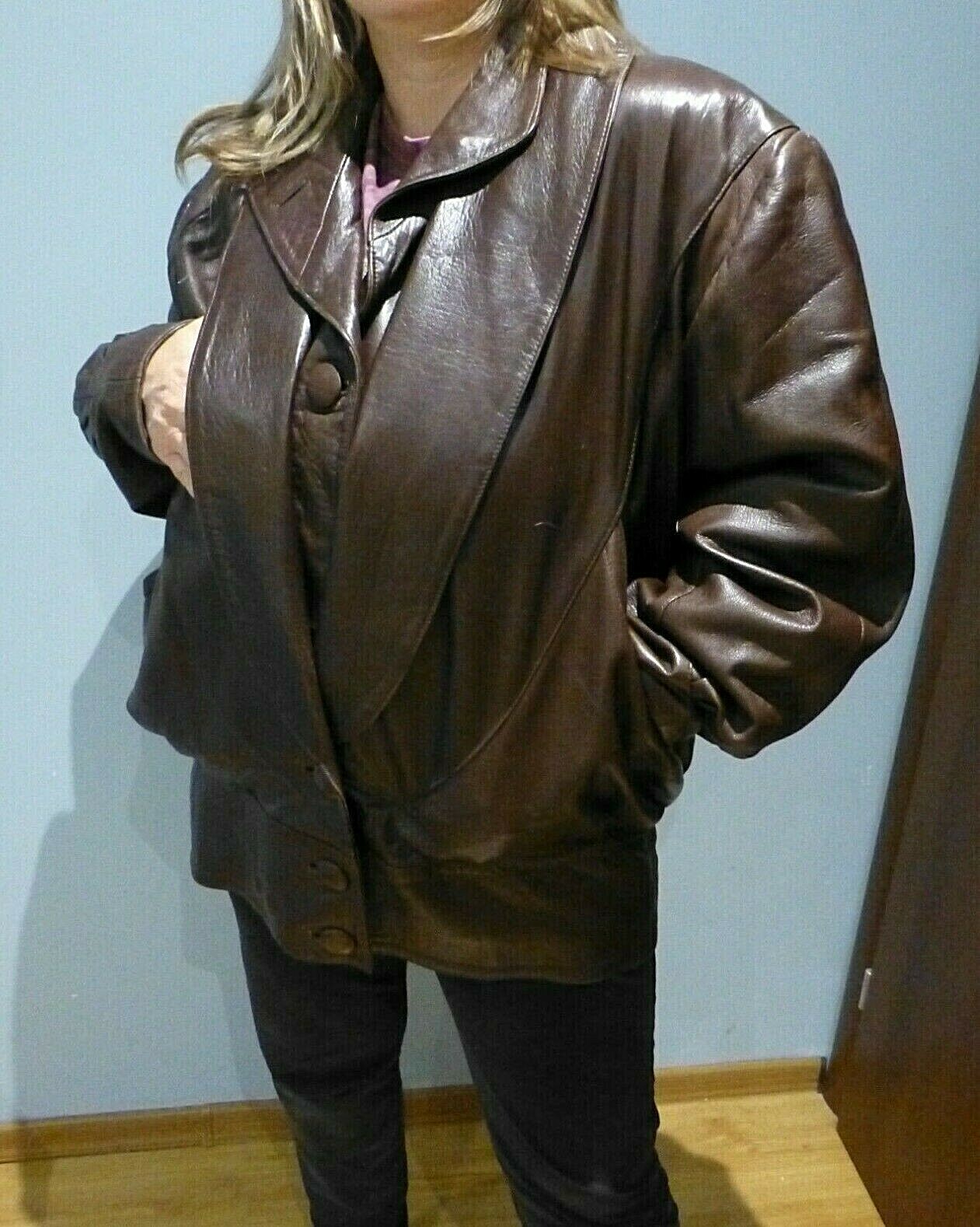 1980 DIJA vintage Dark Chocolate Women’s Genuine Leather jacket UK16, US12, EU44