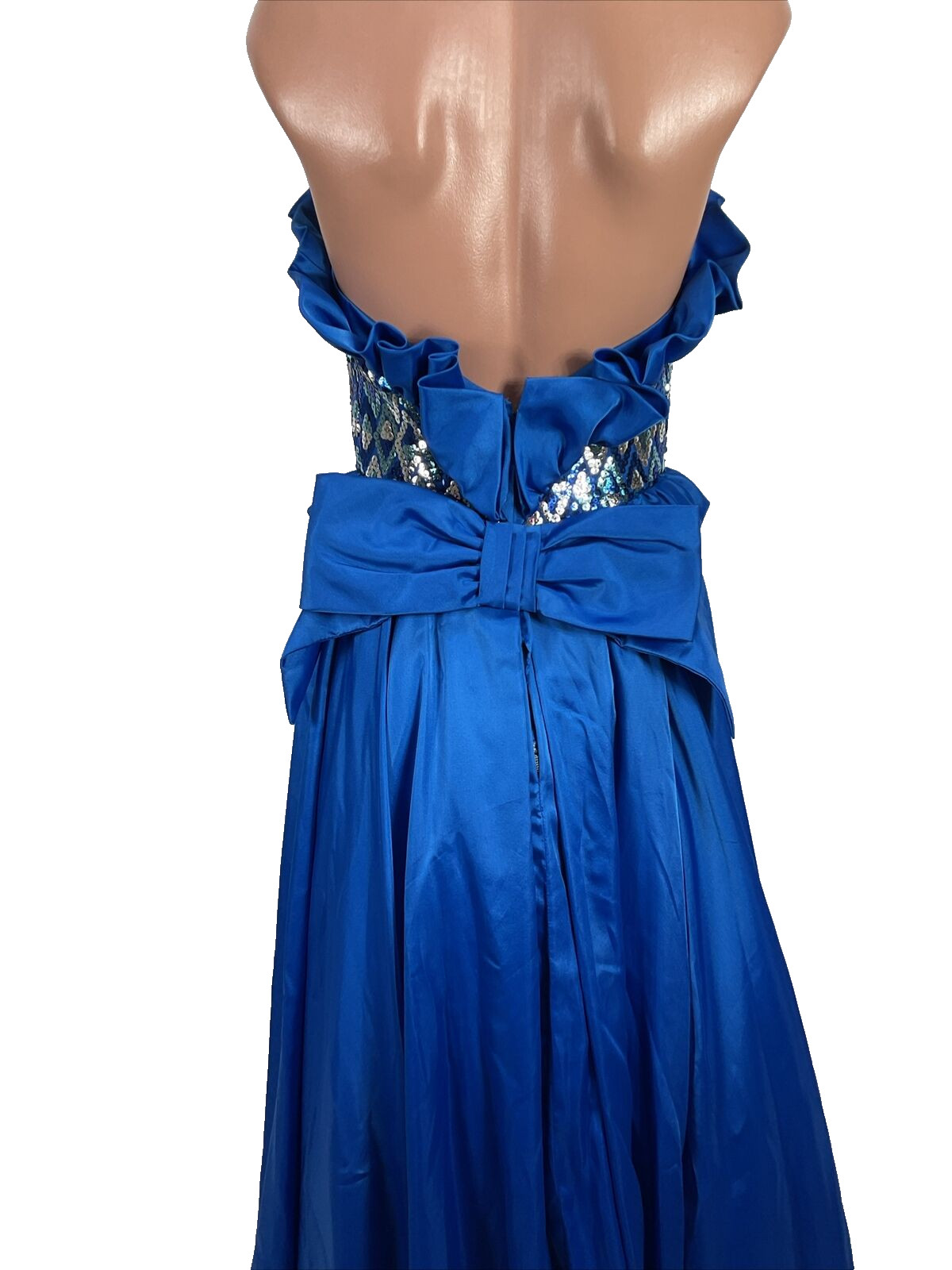 Vintage 80s VICTOR COSTA Sakowitz Crisp TAFFETA Sequin Ball GOWN Formal Dress 4