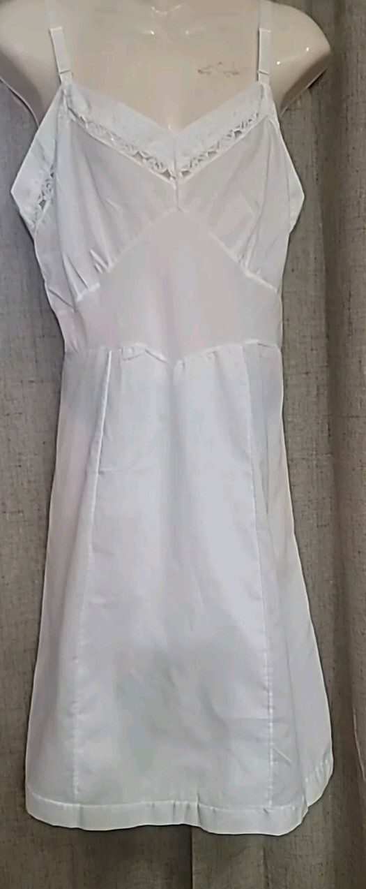 Vtg Stoneswear Full Dress Slip Nightgown Poly Cotton lace Size 36