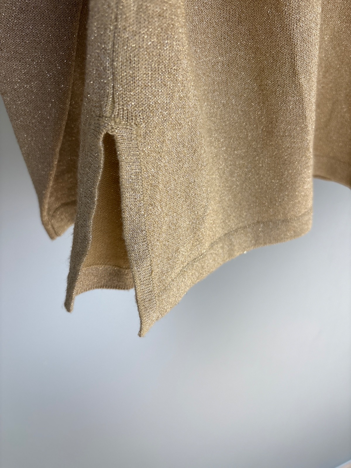 Vintage Gold Metallic Knit Top M Shimmer Hong Kong