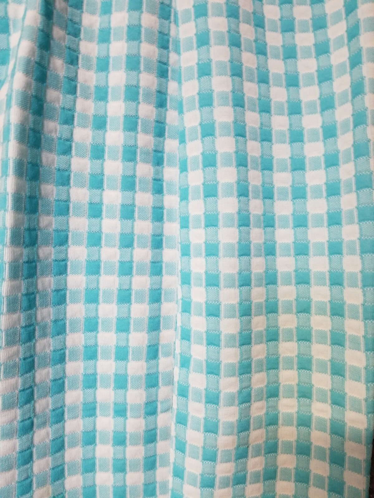 VTG 60s-70s JANE COLBY WOMEN POLYESTER BELL BOTTOM PANTS BABY BLUE WHITE CHECKED