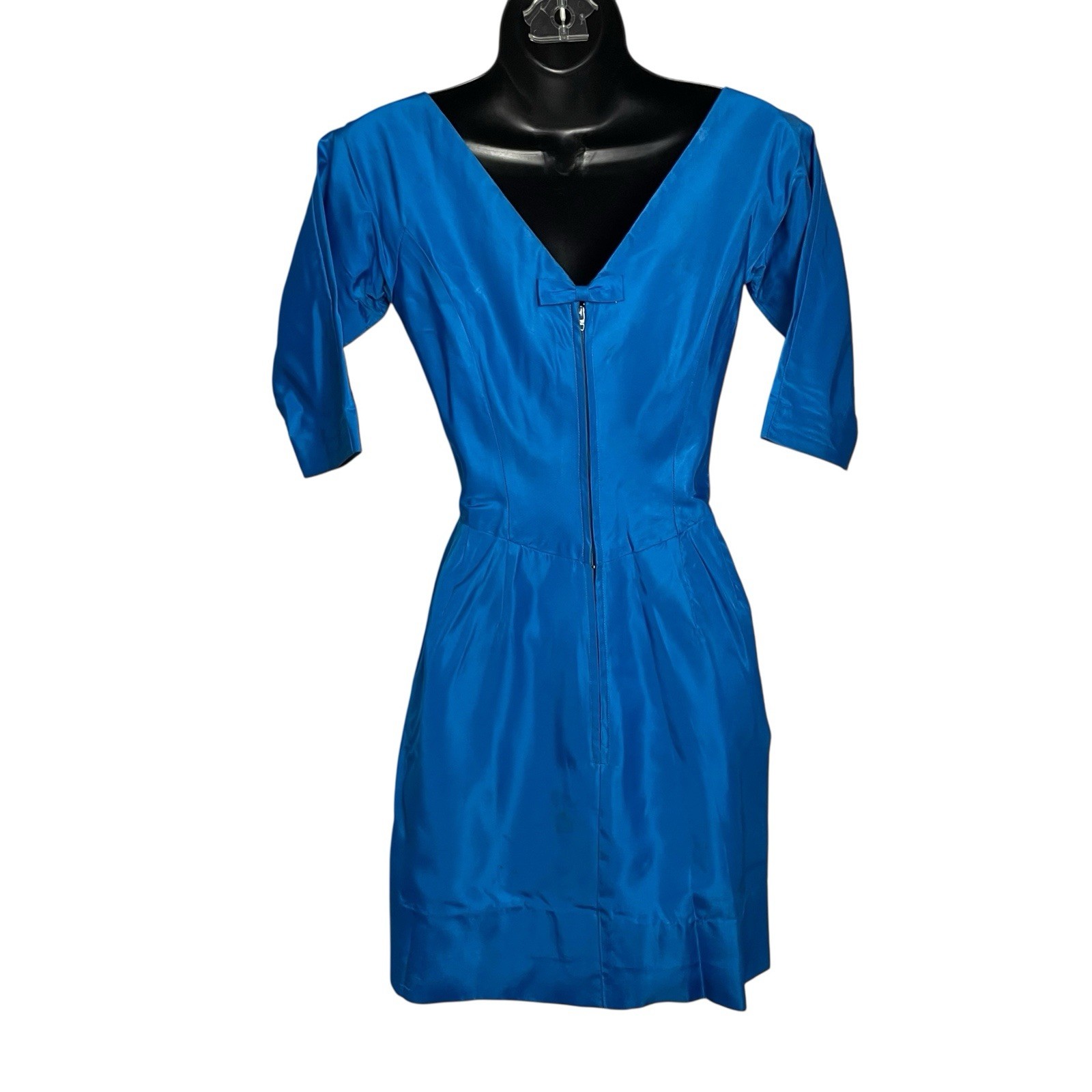 Vtg 50s Lorrie Deb San Francisco Dress Size 5 Turquoise Cocktail Overskirt 60s