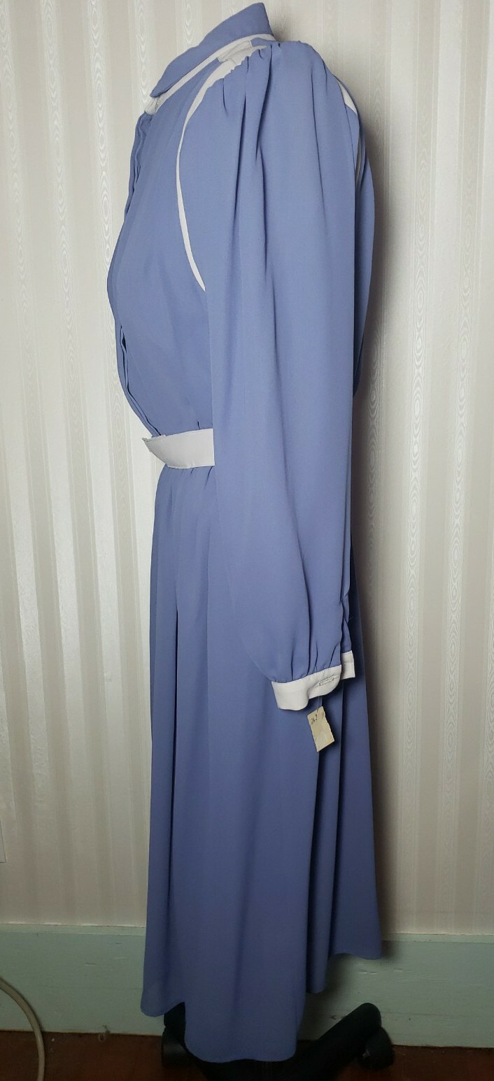 Vintage 80s L Rothschild Womens Sz 6 Periwinkle Secretary Dress Belted L/S NWT