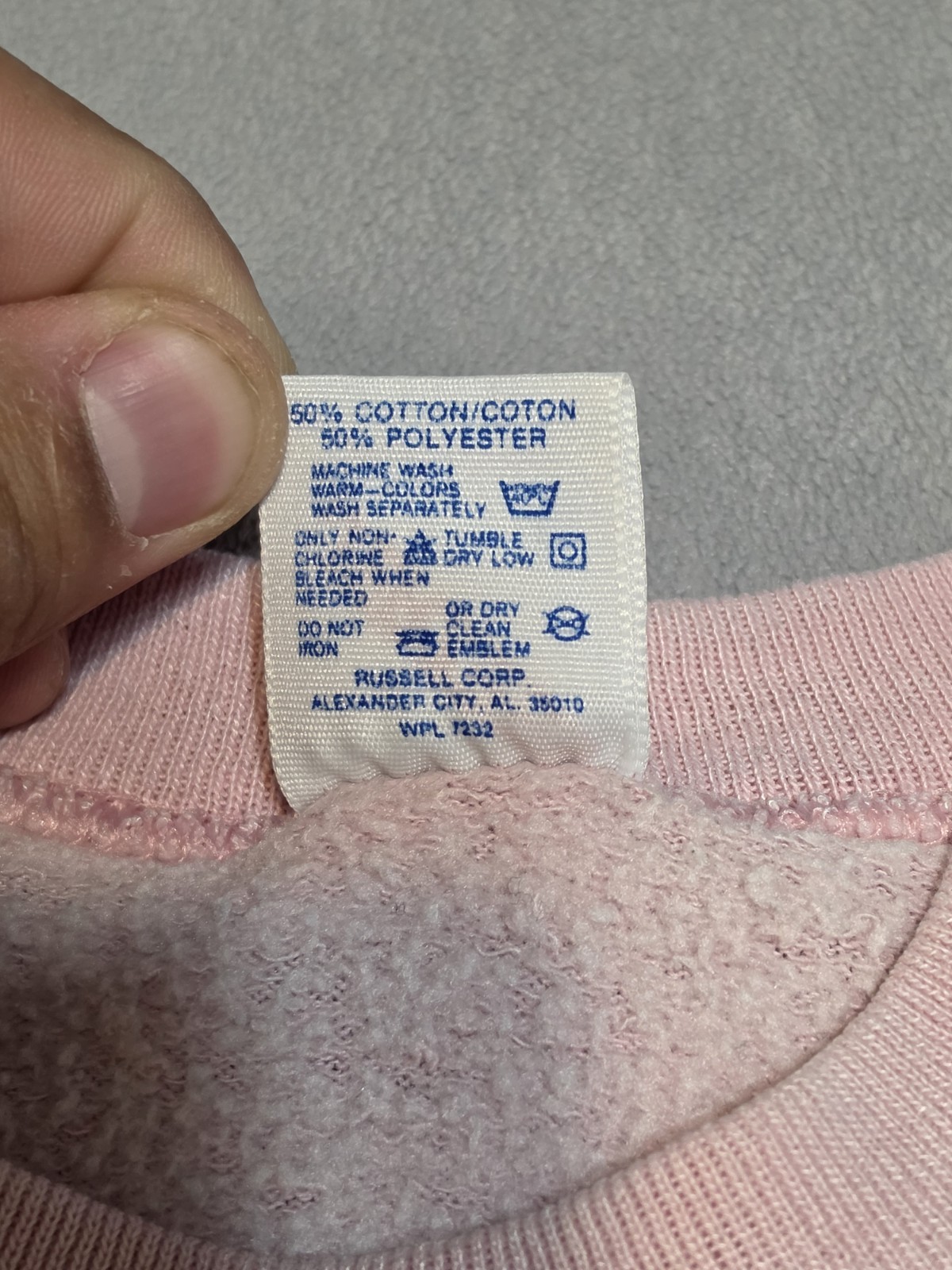 Vintage Jerzees Pink Long Sleeve Sweatshirt Made In USA Size Large Cotton Blend