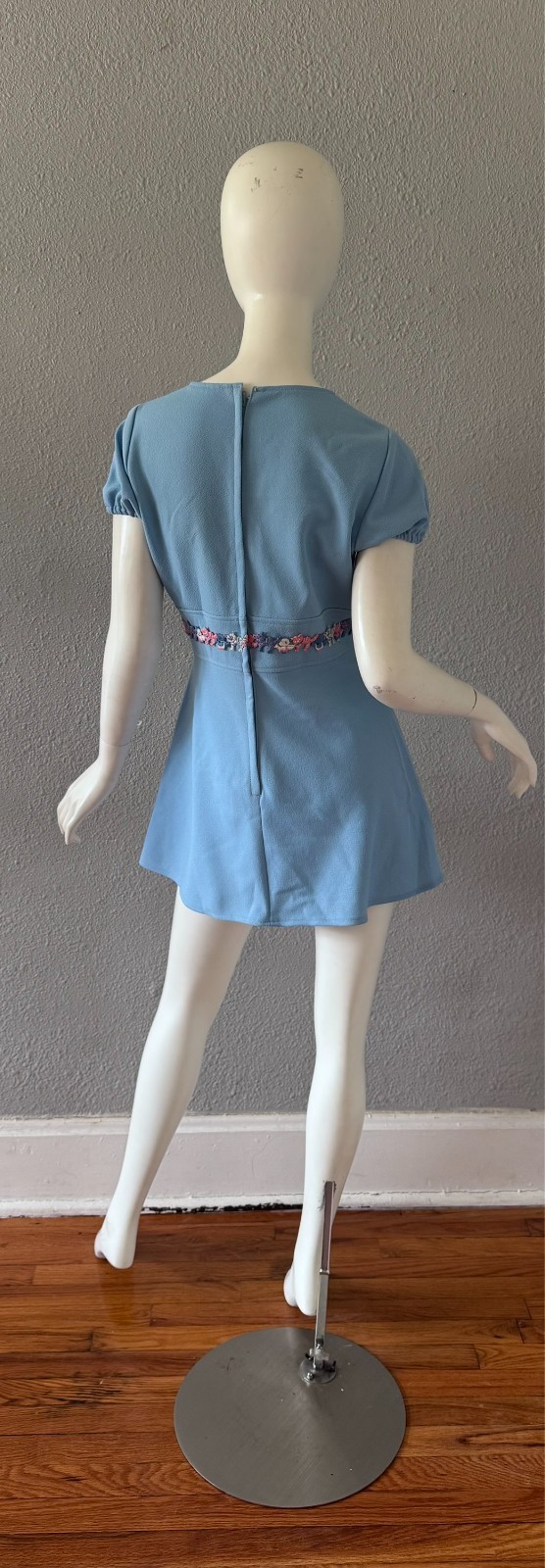 Vintage 60s Blue Mod Go-Go Babydoll Micro Mini Dress M