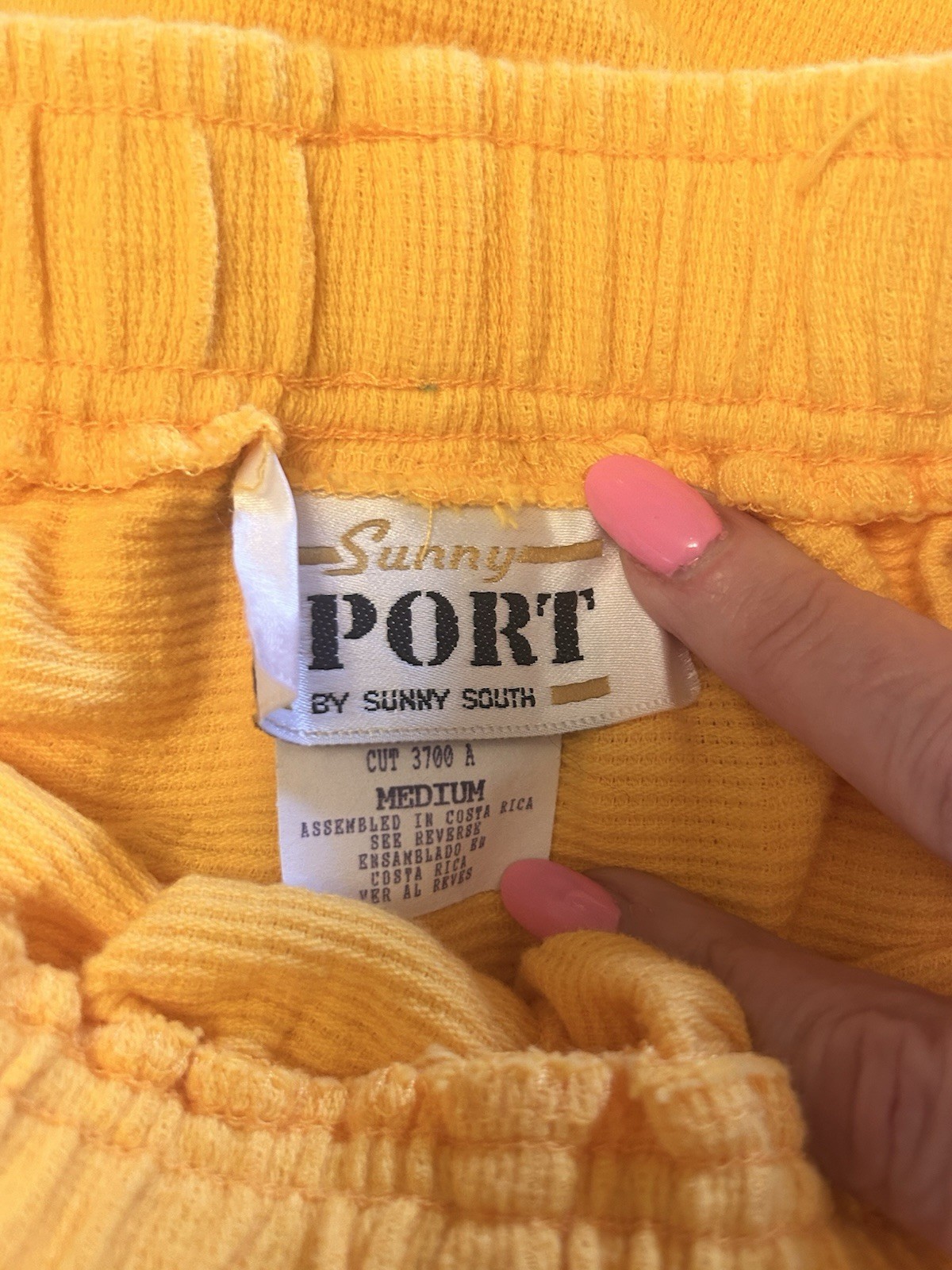 VTG 80s Yellow Tracksuit Sweatsuit Womens 100% Cotton Grandmacore Funnel Neck