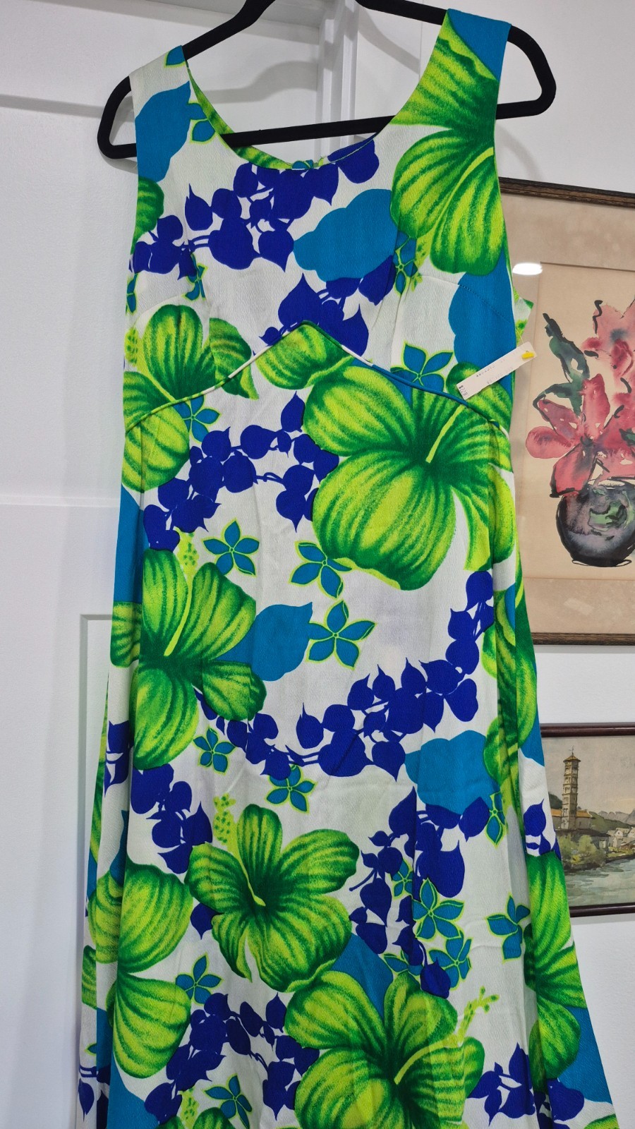 Vintage 60s 70s Pomare Hawaiian Beach Wedding Dress, Tiki, Extra-Long MAXI