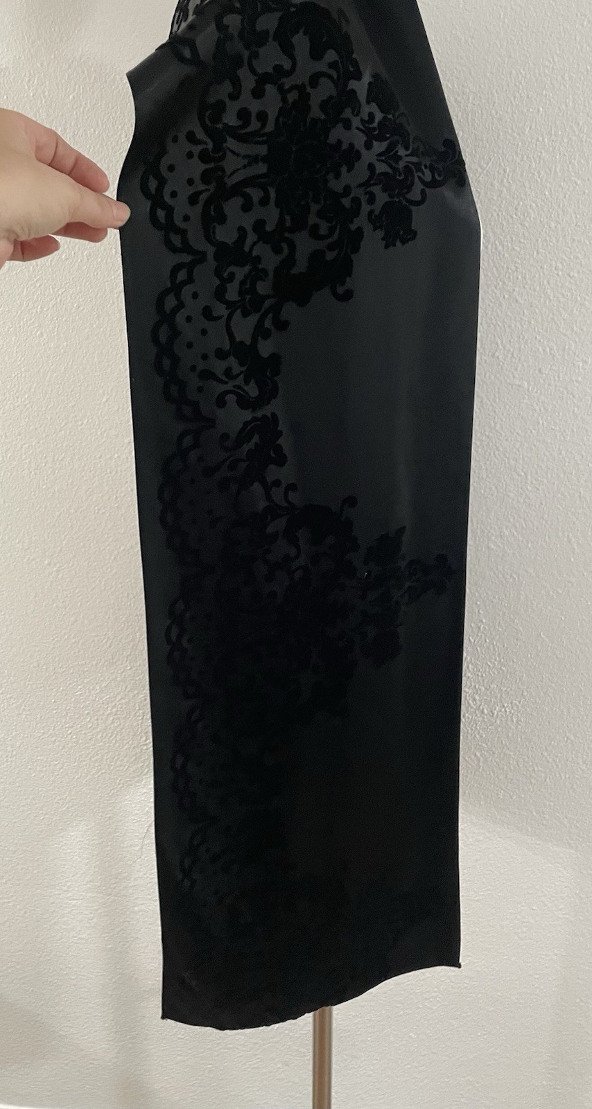 VTG 90s/Y2K Renaissance Style Satin/Velvet Black Maxi Dress Goth Prom Party Sm