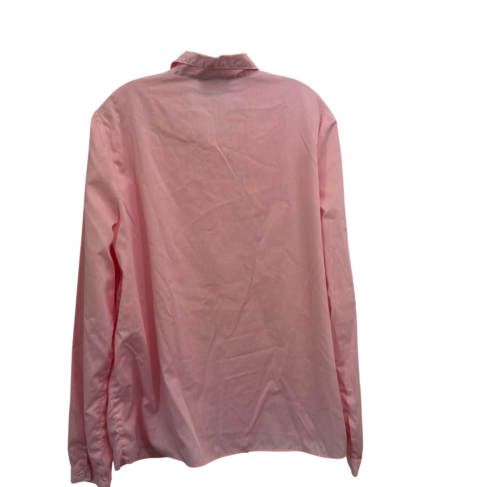 Perennial Blouse Vintage 80s Pink Pleated Tuxedo Front Button Down Top Size L