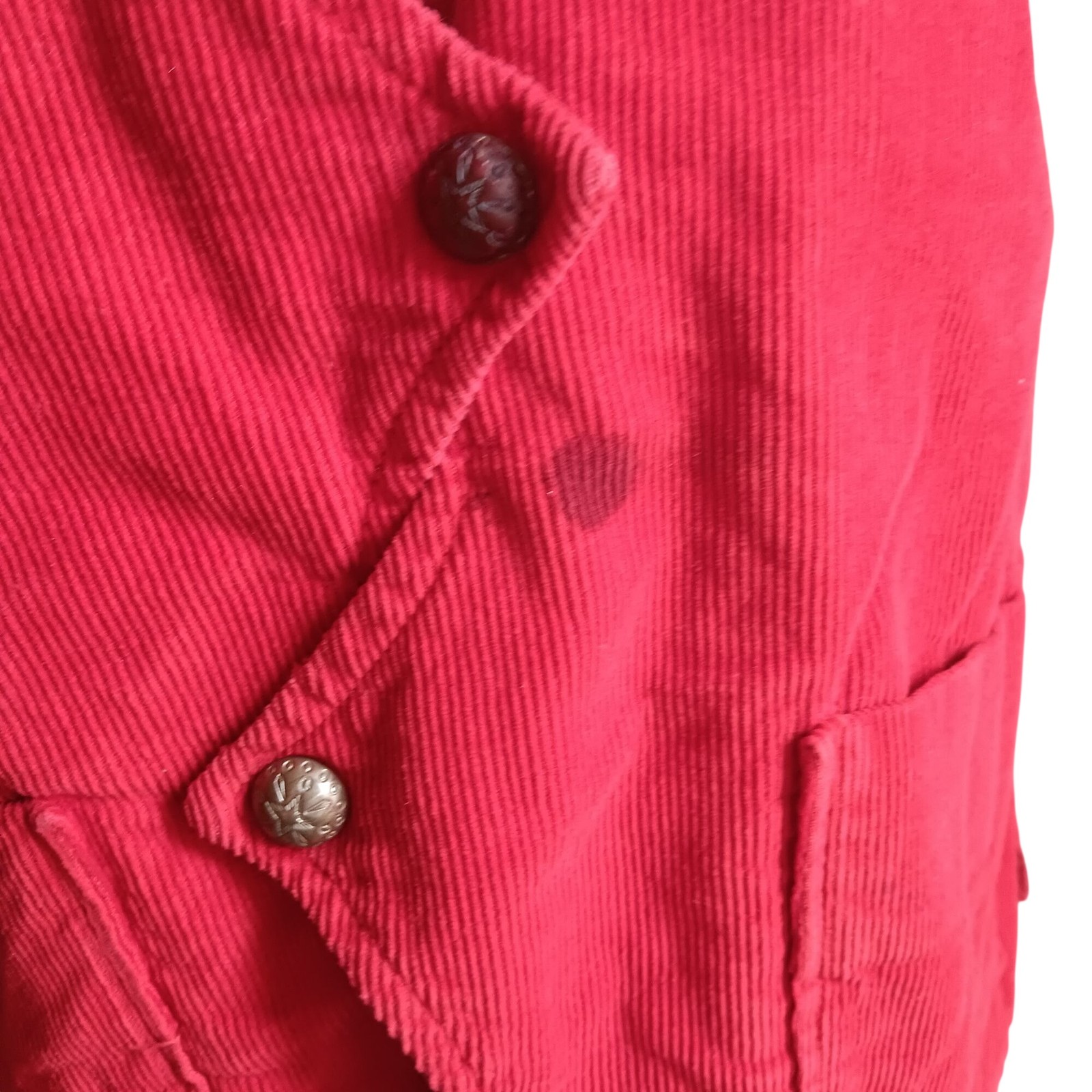 Vintage 1970’s Large Western Vest Prior Red Corduroy Sleeveless Snap Cowgirl