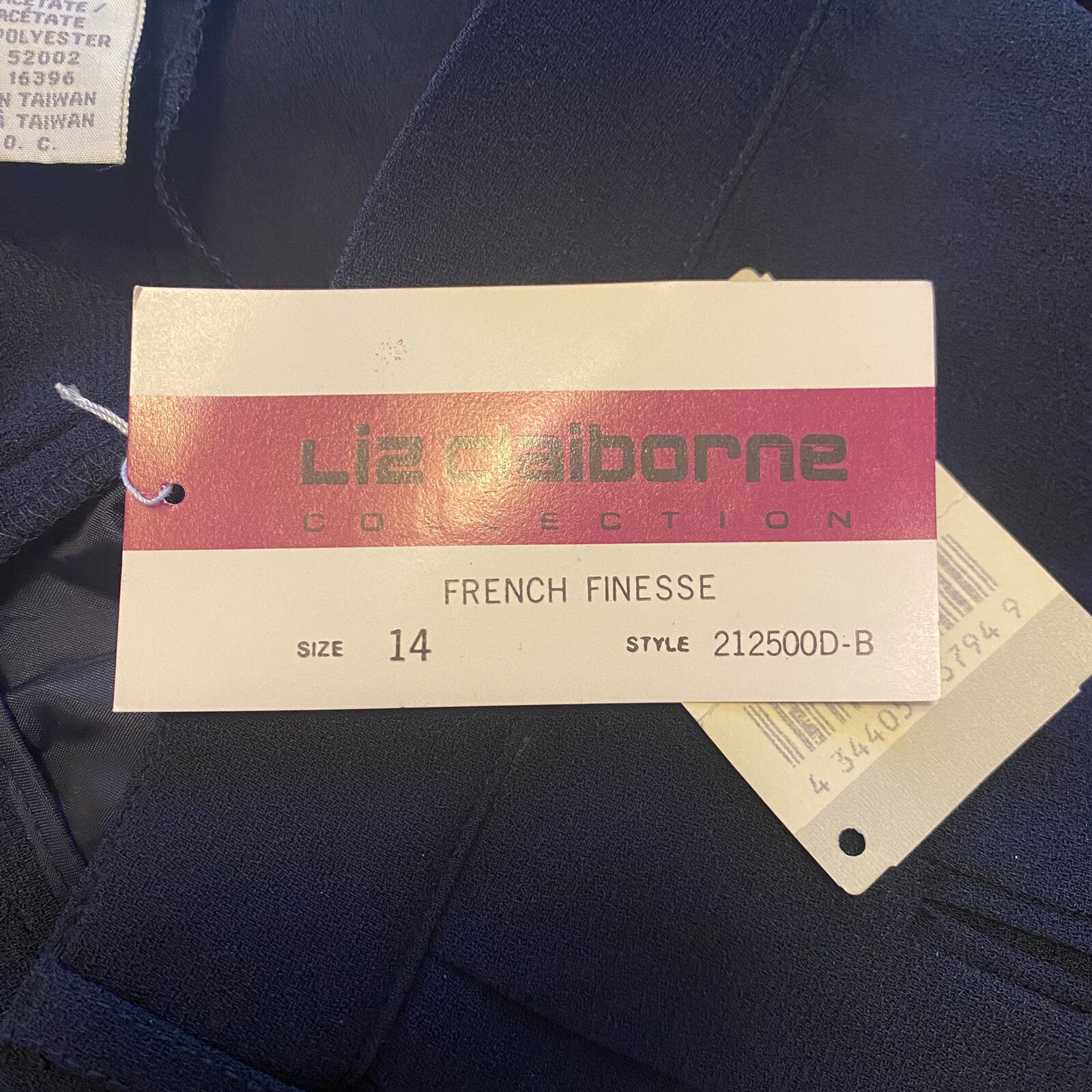 NWT ~ VTG ~ 1980s ~ Liz Claiborne ~ Navy French Finesse Pant ~ Pleated ~ Size 14