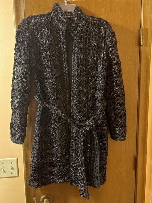 Vivienne Tam vintage black ribbon woven belted jacket Size 2