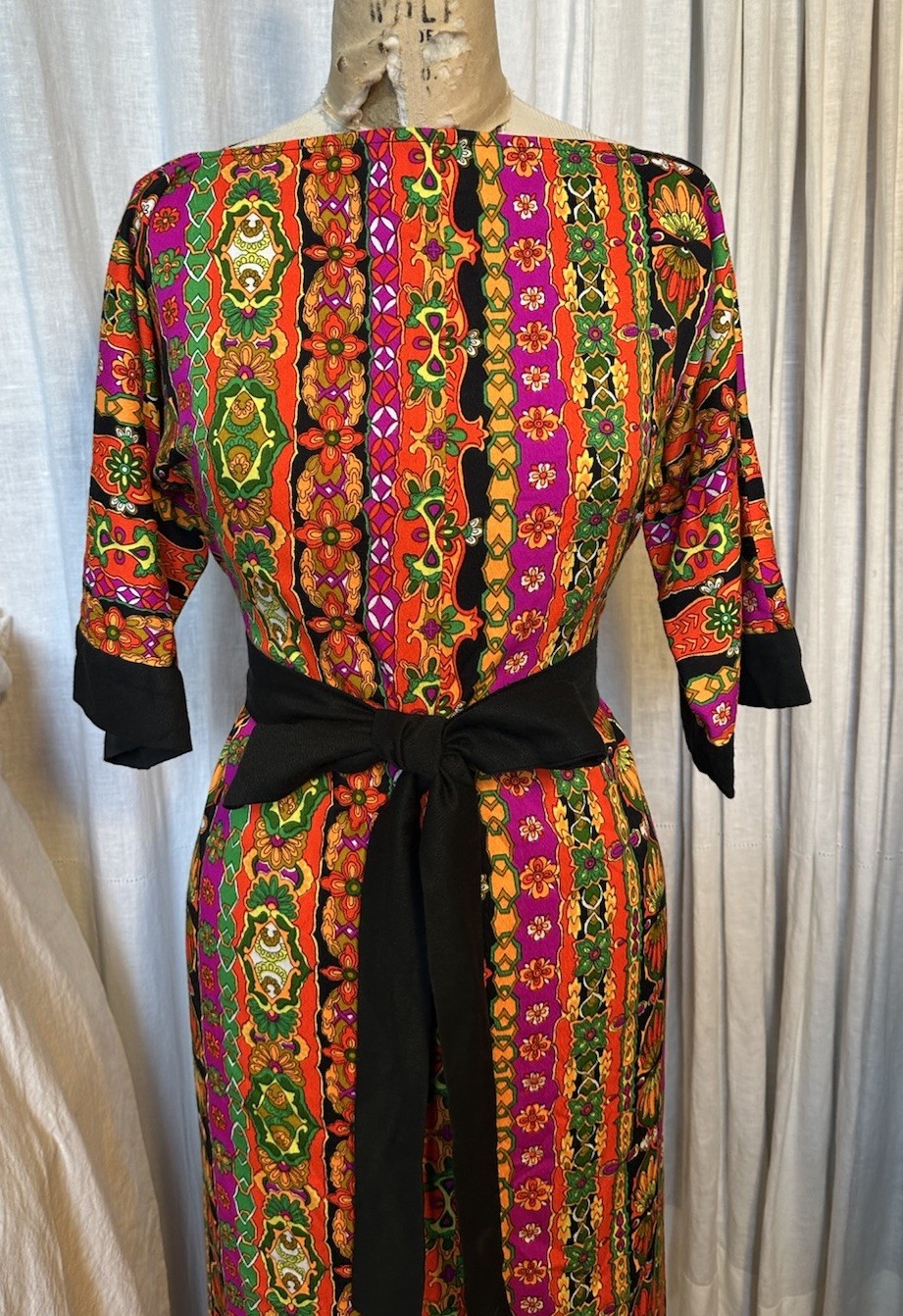 Mod Vintage Colorful Womens Long Dress Sz XS-S Pre-owned