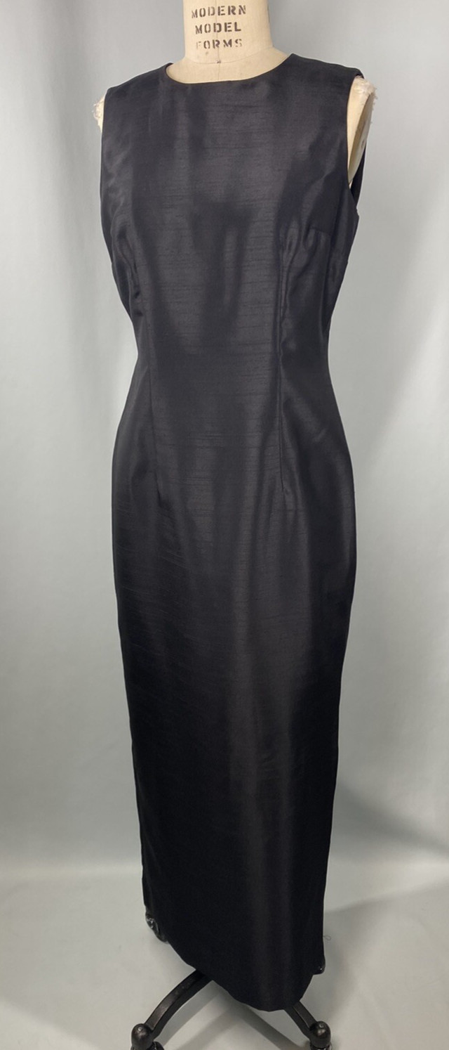 Classic Black Sheath Dress SIZE 8 long SHARON YOUNG sleeveless modest Y2K