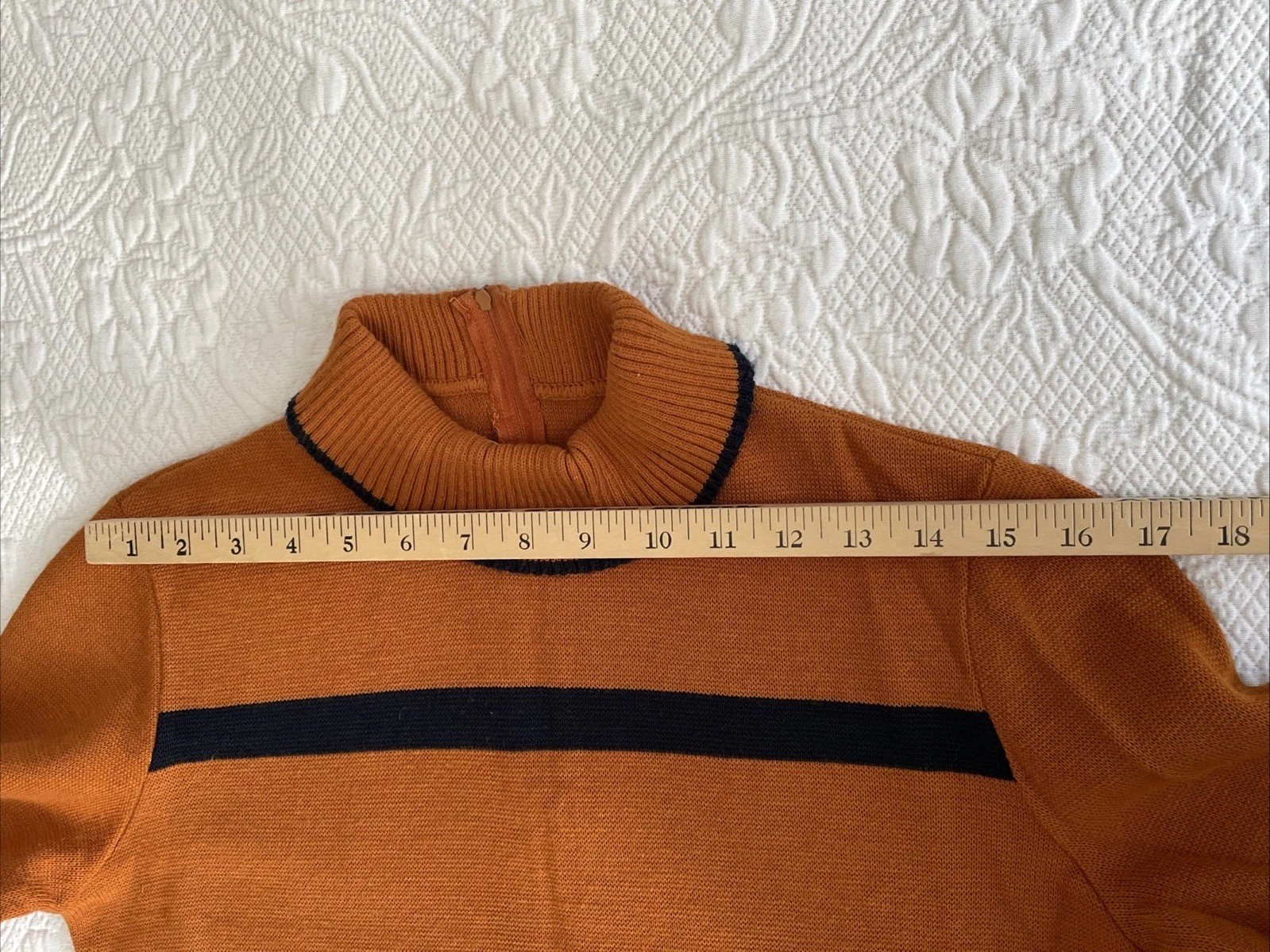 Vintage 1940s-50s Knit Cheerleader Set Burnt Orange & Black Sweater & Skirt