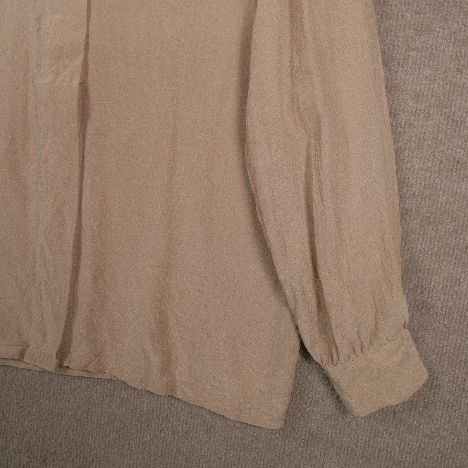 Vintage Blass Port By Bill Blass Women’s 100% Silk Shirt Band Collar Beige S