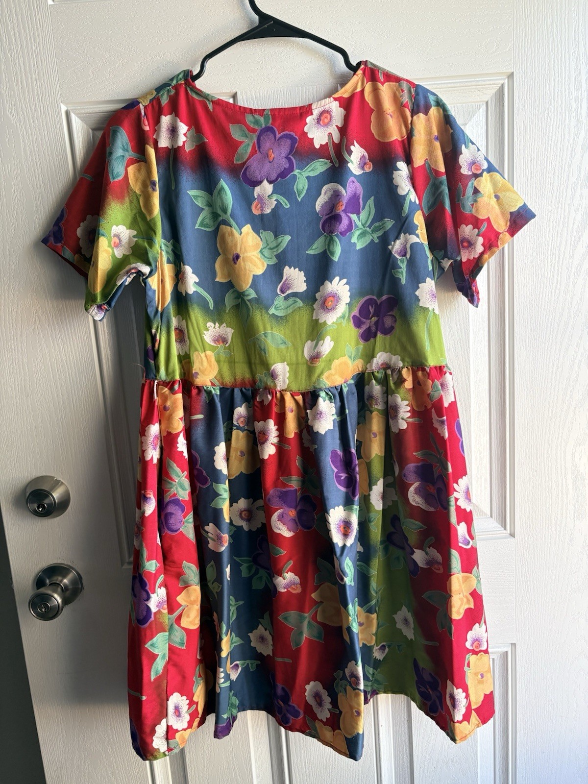 Vintage Sita Floral Babydoll Dress Medium Colorblock Boho 90s