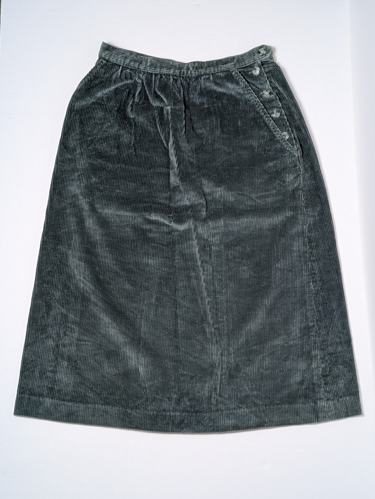 Vtg. 1980s-1990s Women’s Lombardi Inc. Dark Green Corduroy Midi Skirt Size 10