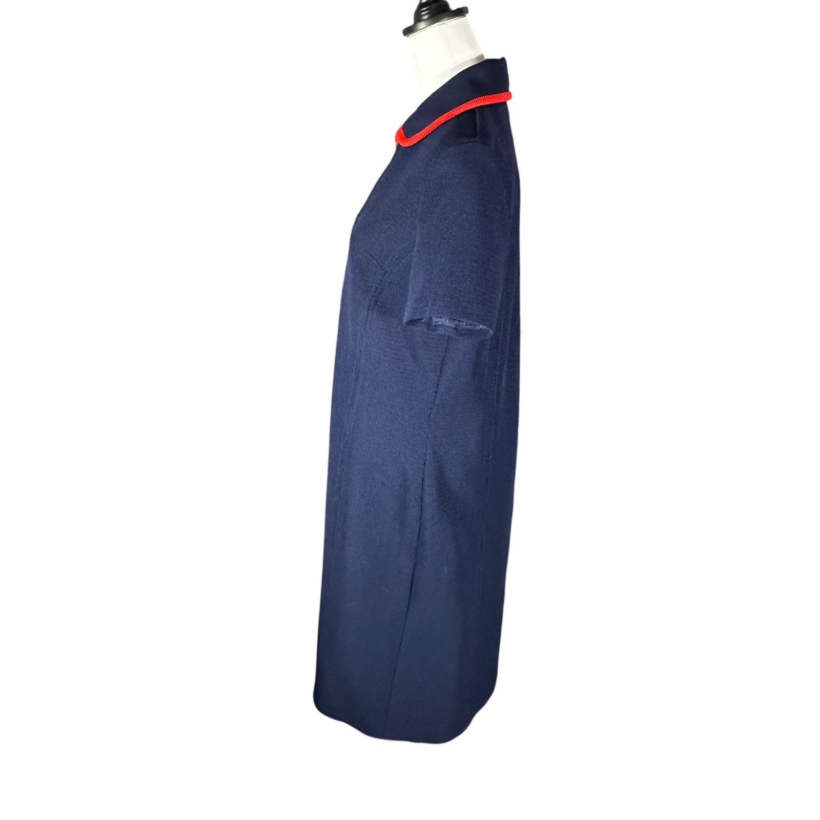 Roberta Lee Vintage Dress Peter Pan Collar 20 (L/XL) Navy Red Trevira Polyester