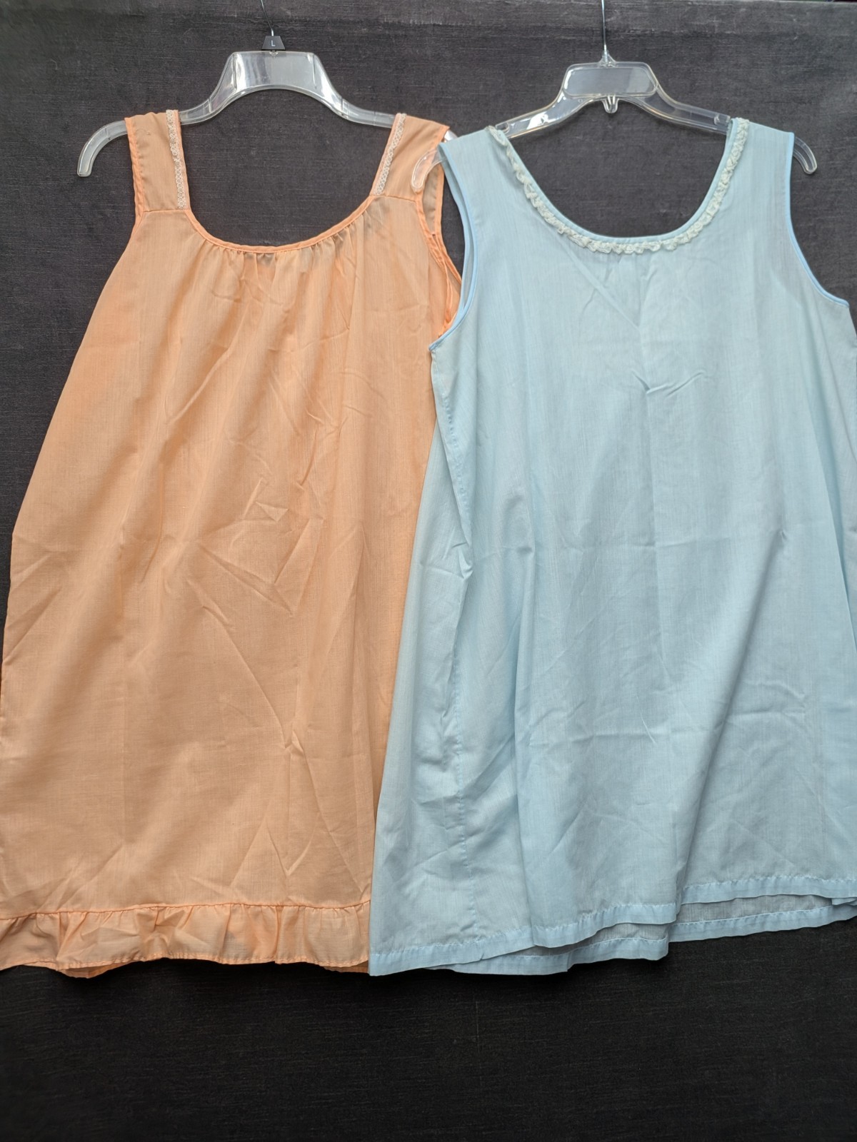 Vintage Sleeveless Granny Nightgowns Peach/Blue Lightweight Grandma Core (2)