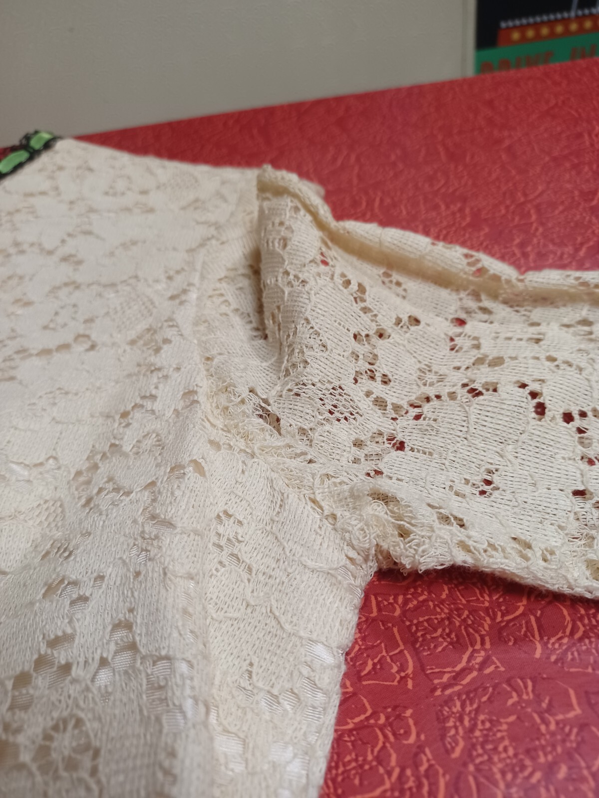 True VTG Mid-century 1960s Lace Mini Dress MCM Mod Union Label Ivory Small ~FLAW