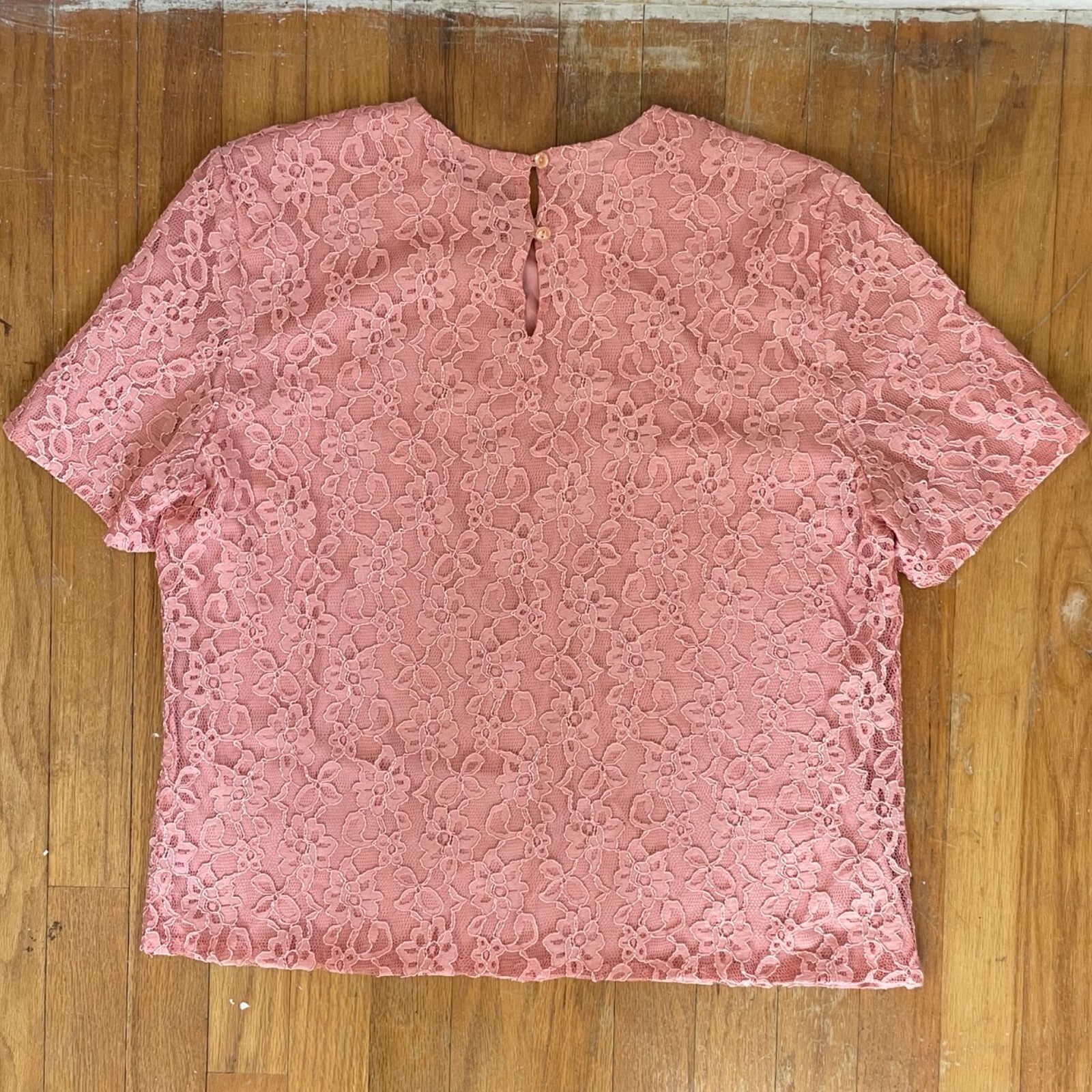 Vintage Mesh Floral Lace Top Womens Size Large 90s Pink Alencon Lace Top