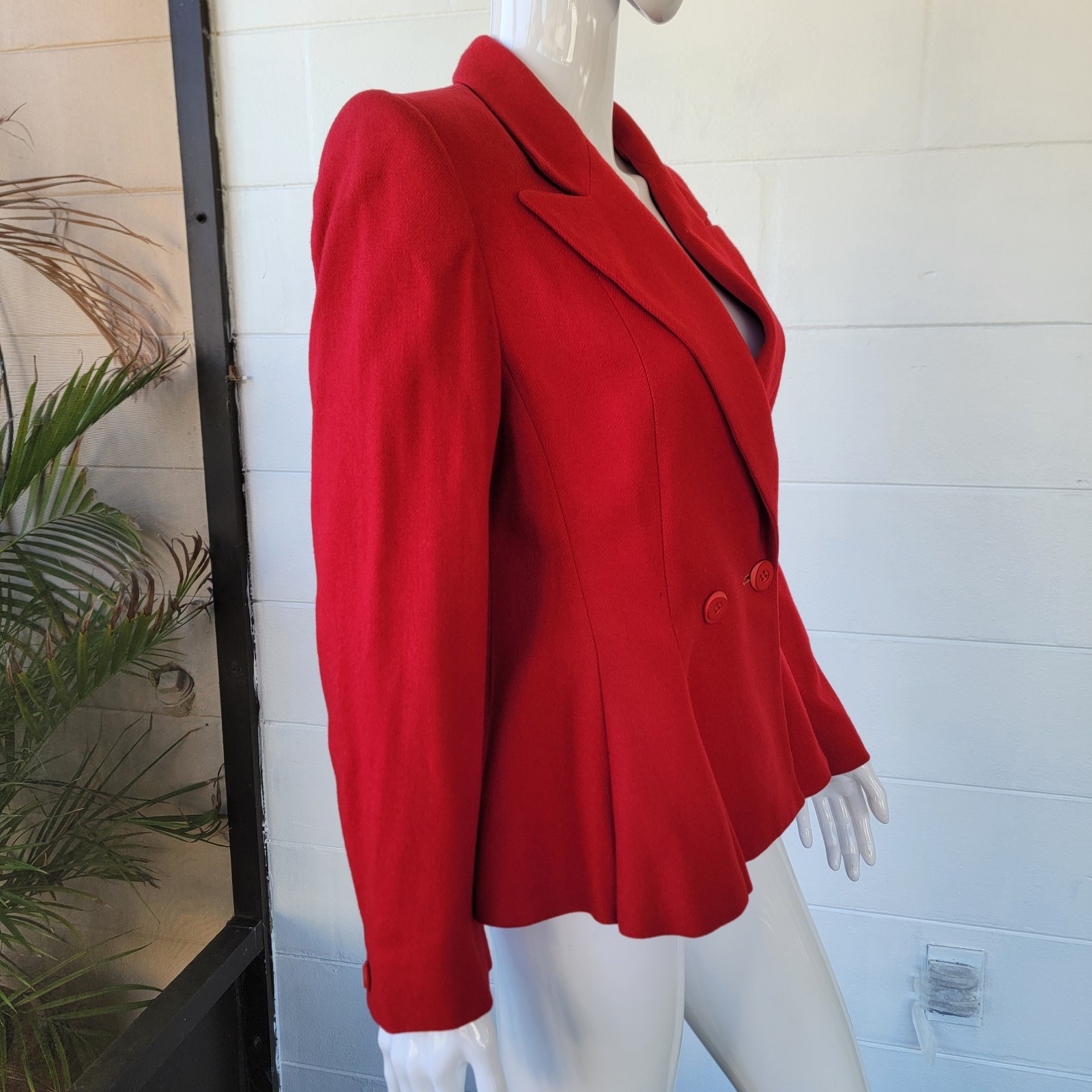 Vintage Red Double-Breasted Blazer Collared Flared Hem Women’s Size 8/S
