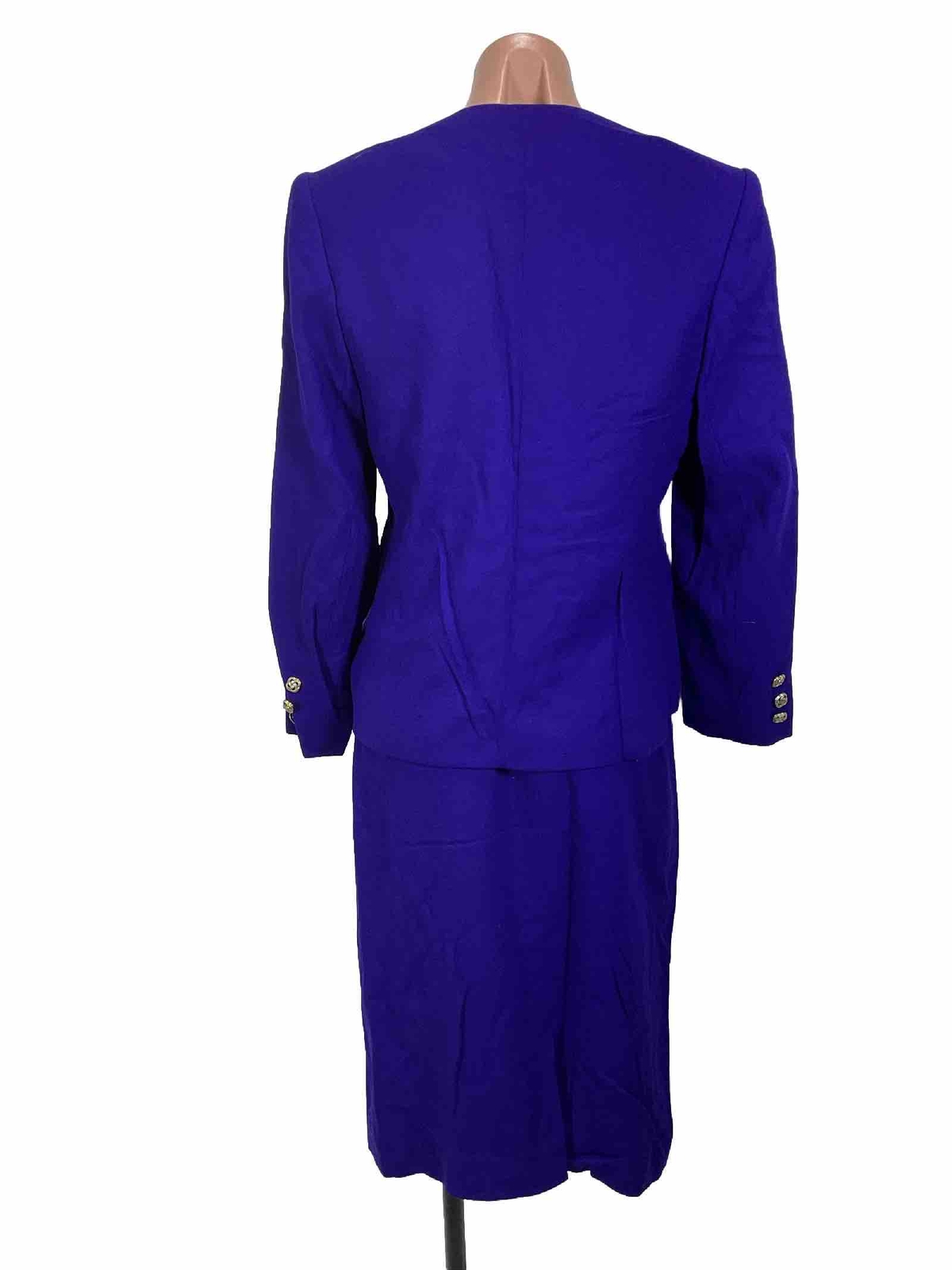 Vintage Herbert Grossman Wool Skirt Suit 2-Pc Set 6 Royal Purple Made USA