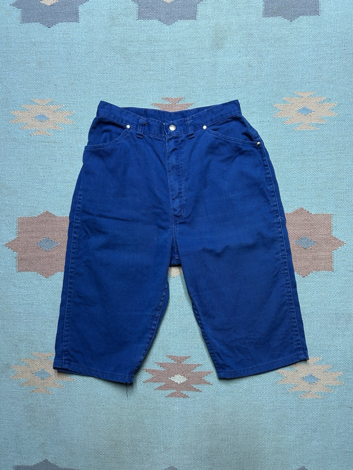 Vintage 60s 70s wrangler shorts capri shants blue women’s size 15/16 slim 26