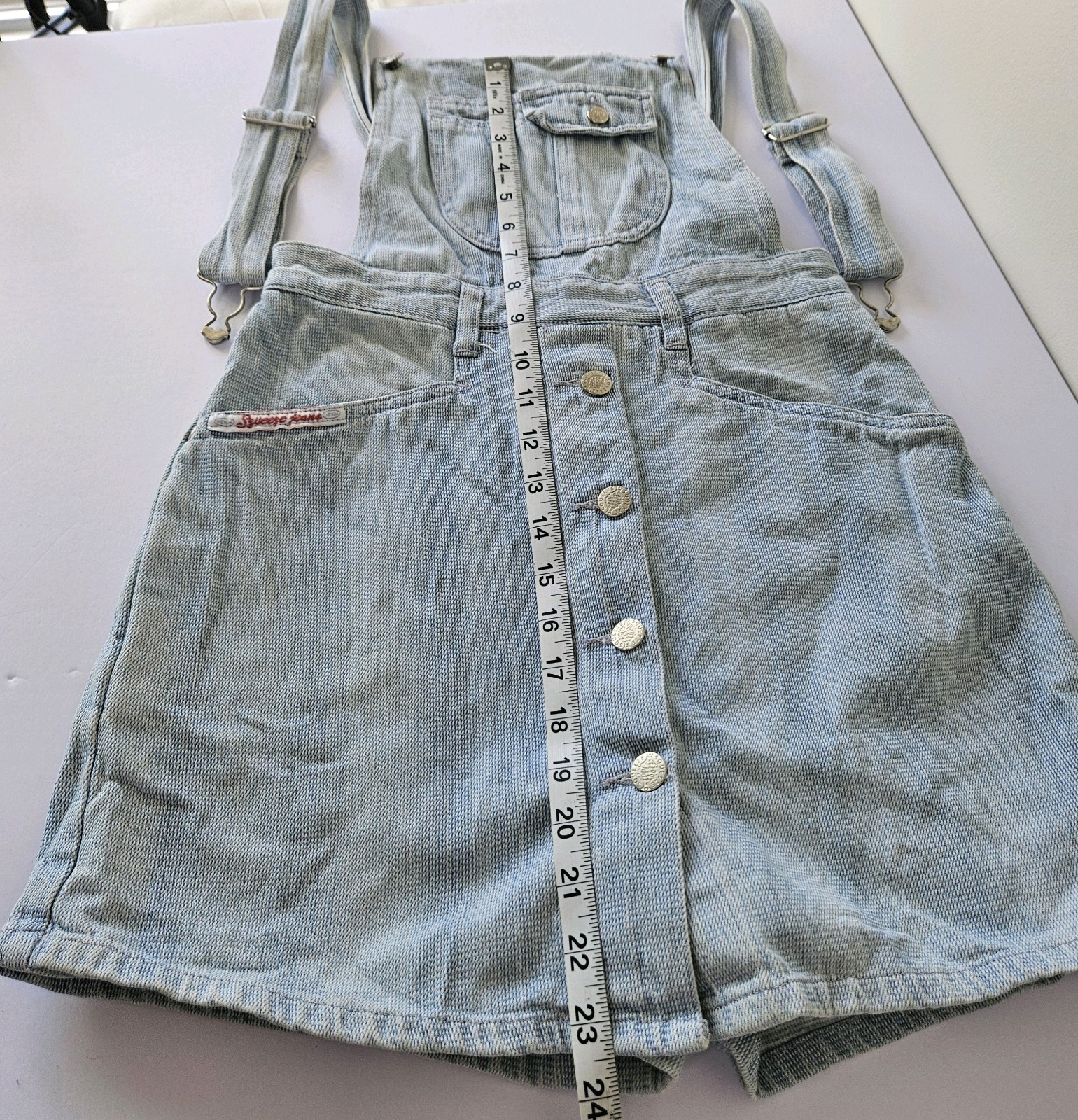 VINTAGE 80s 90s SQUEEZE JEANS OVERALLS WITH SKORT DENIM ROMPER Boho Hippy Grunge