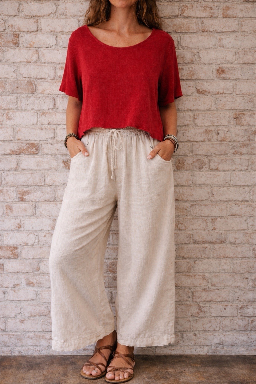 Vintage Tianello XS Red Viscose Top Made in USA 90s Y2K Crop Blouse Boho