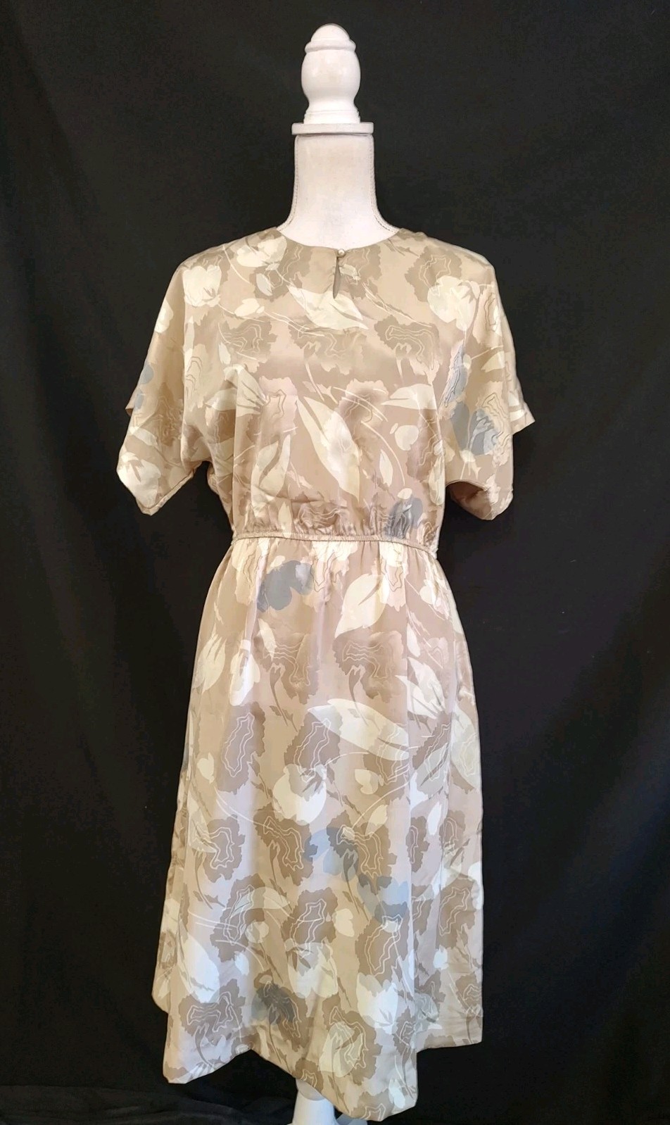 80s Vintage Dress Pellini Petites by Von Branlett Silky Poly Floral Office 7/8 P