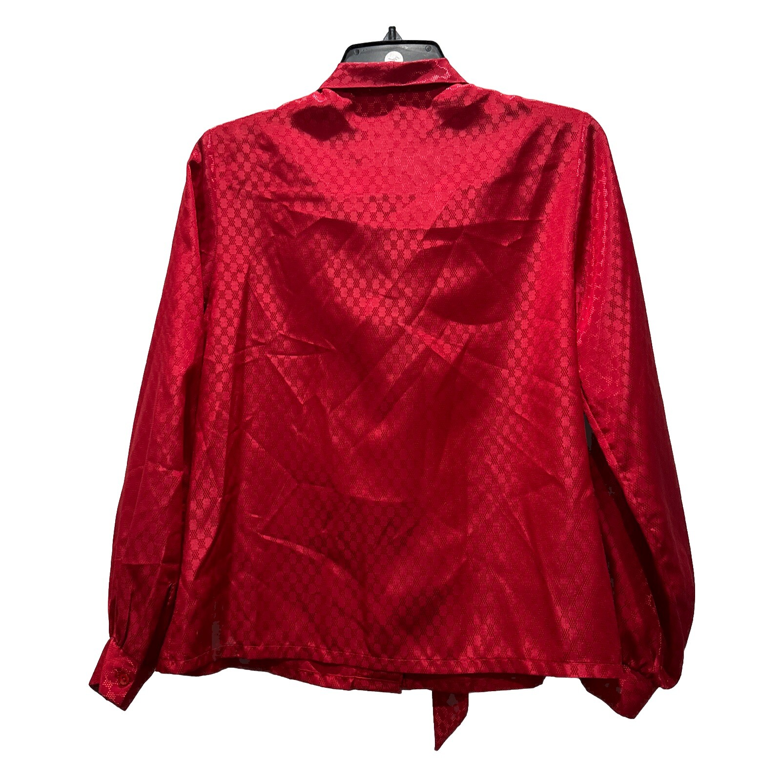 Judy Bond Red Tie Blouse Sz10P Secretary, Long Sleeve VTG 80s retro Boho librari