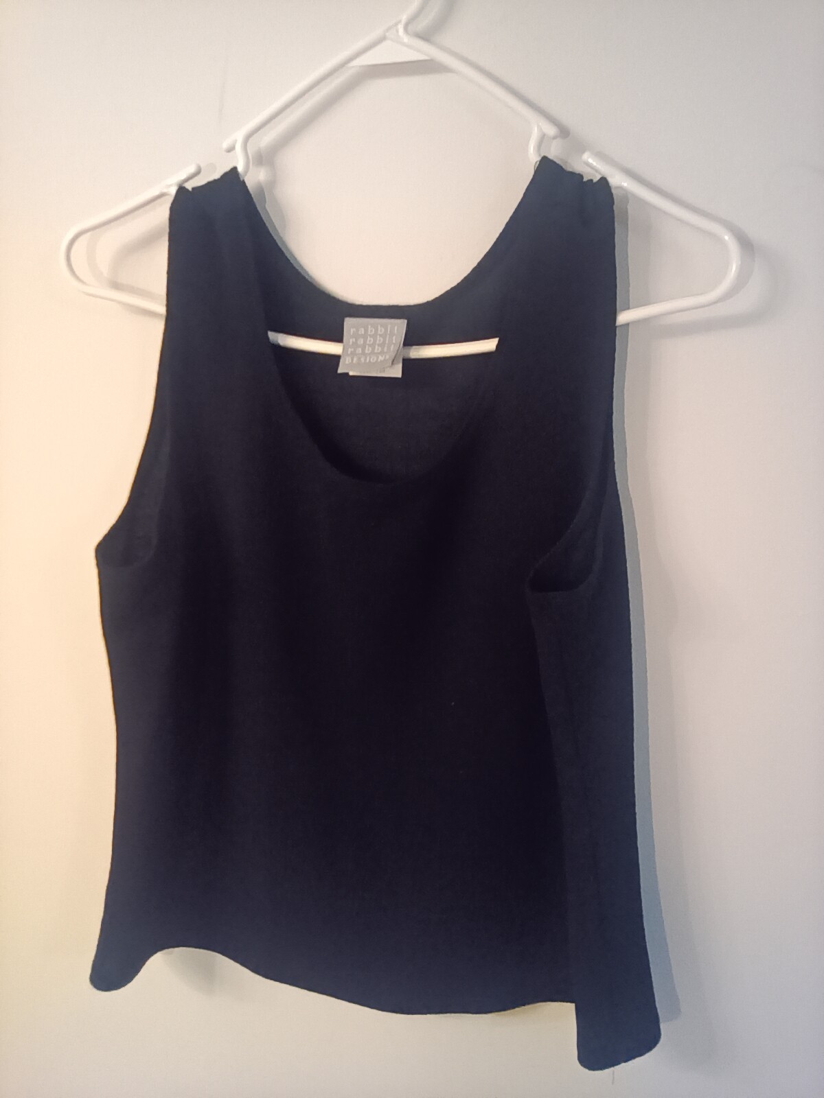 Vtg Rabbit Designs black sleeves top pullover Sz 14 polyester spandex