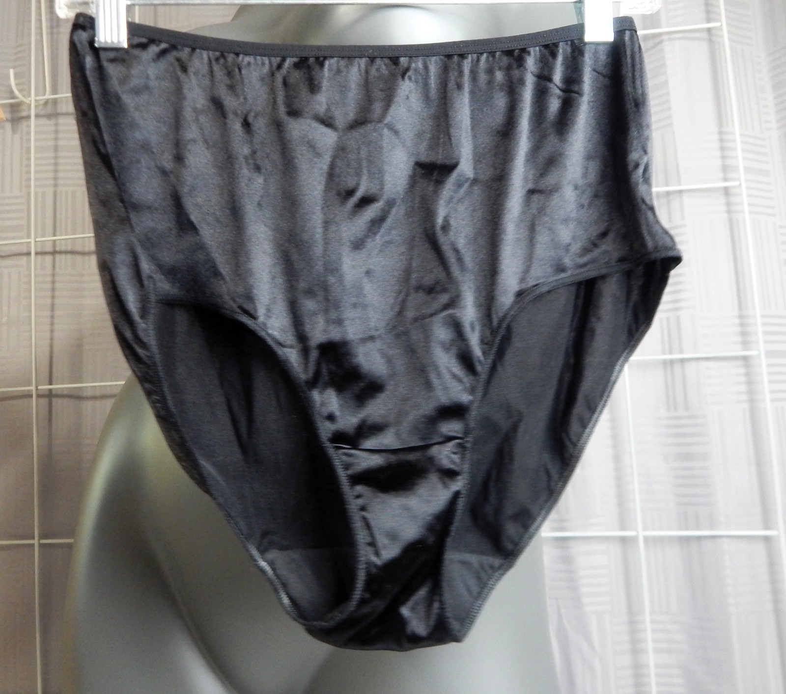 Vintage Hanes Black Second Skin Satin Silky Shiny Hi-Cut Brief Size 9