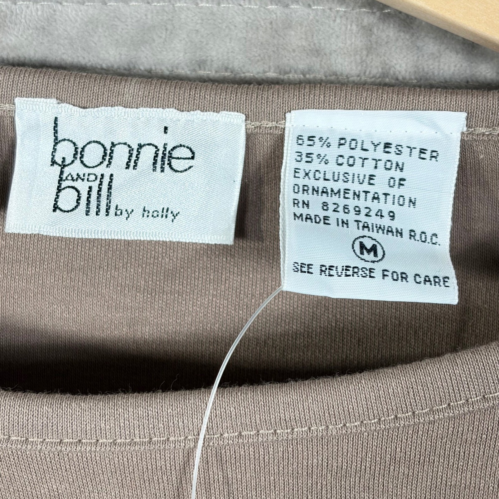 Vintage 1989 Bonnie and Bill Looped Fringe Sweatshirt Taupe Mauve Medium NWT
