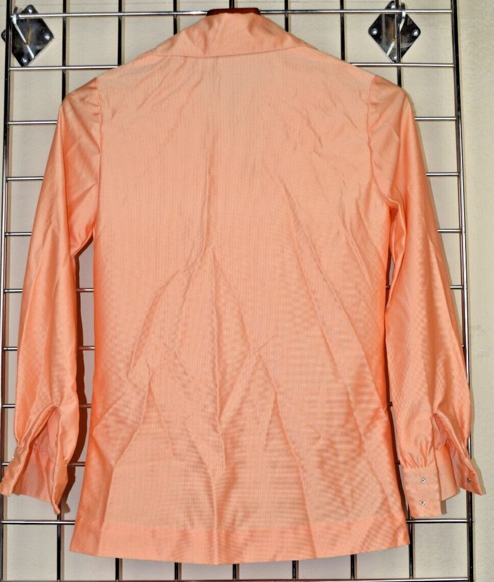 Vintage Shirt Bikini 3 Piece Set Size S/M 70s Melon Orange Bedazzled Silky