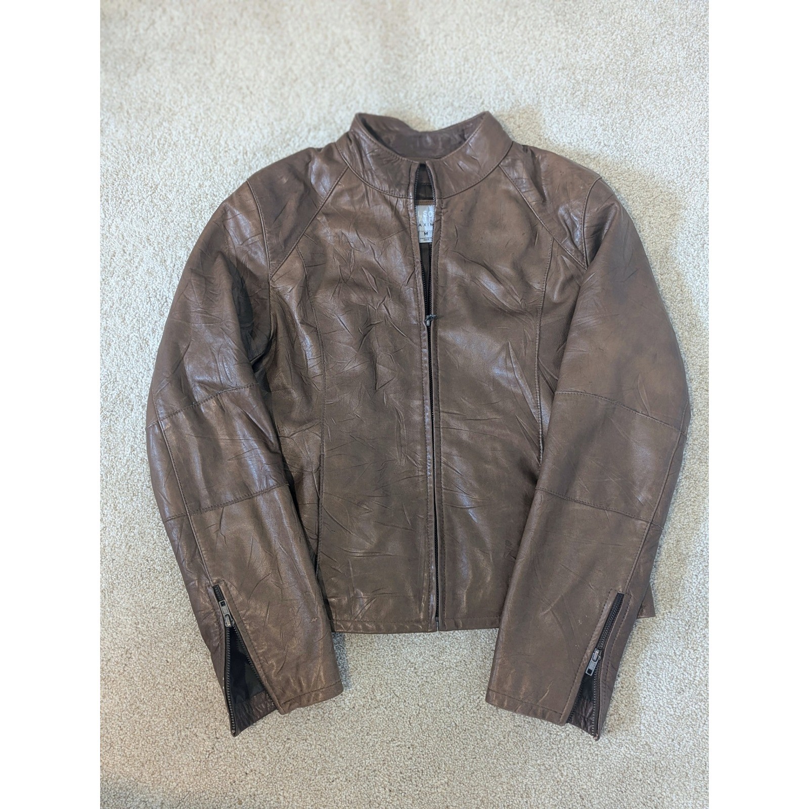 VTG Wilsons Leather Maxima Jacket Women’s Size Medium Brown Bomber Coat 90s GUC
